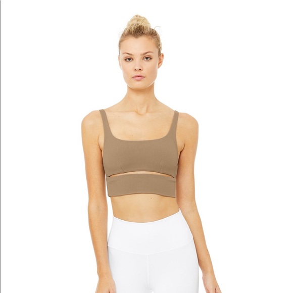 ALO Yoga Tops - Alo Ribbed Slit Bra in Gravel